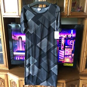 Lularoe Julia dress black, white,gray prints